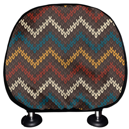 Vintage Chevron Knitted Pattern Print Car Headrest Covers