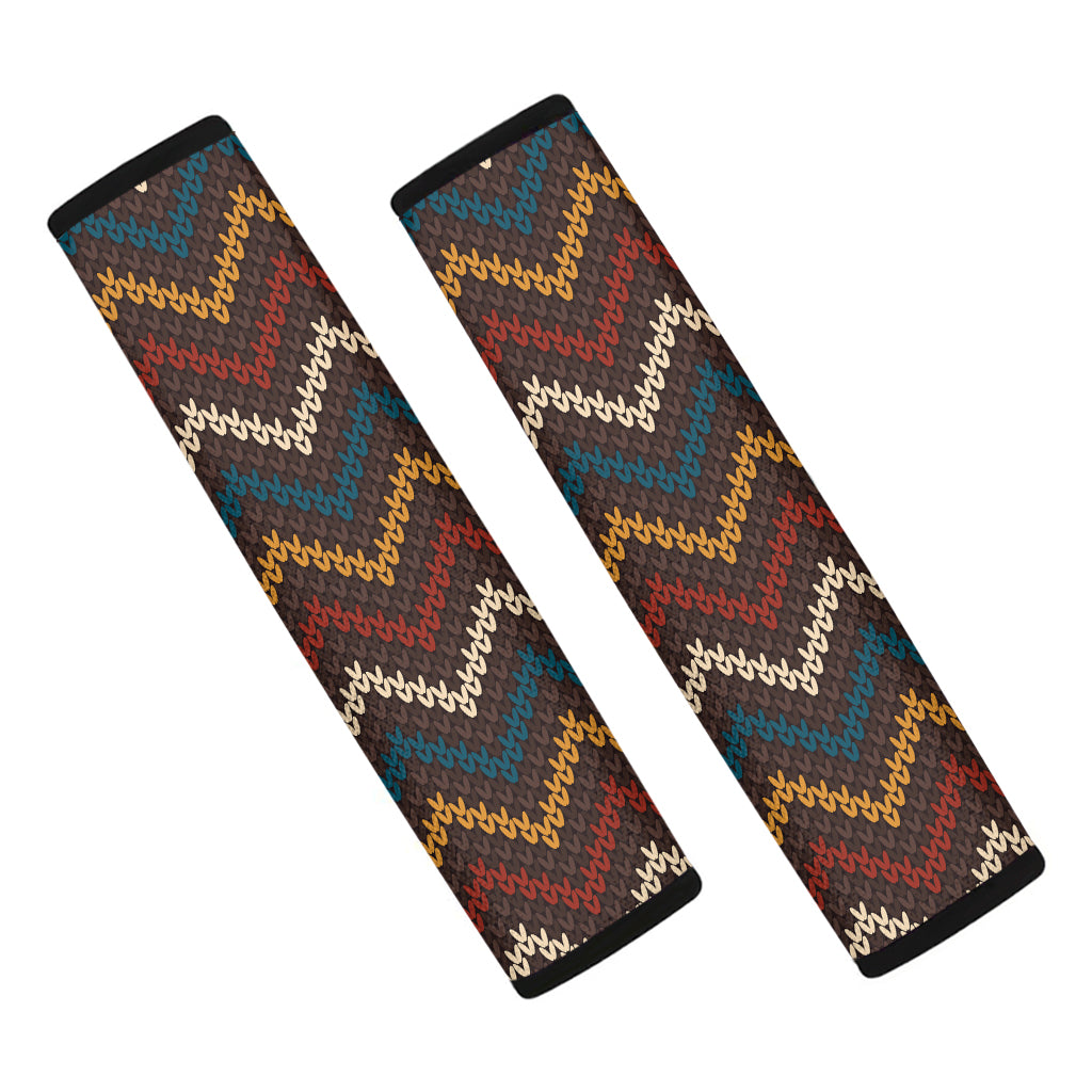 Vintage Chevron Knitted Pattern Print Car Seat Belt Covers