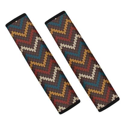 Vintage Chevron Knitted Pattern Print Car Seat Belt Covers