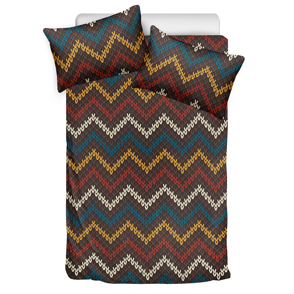Vintage Chevron Knitted Pattern Print Duvet Cover Bedding Set