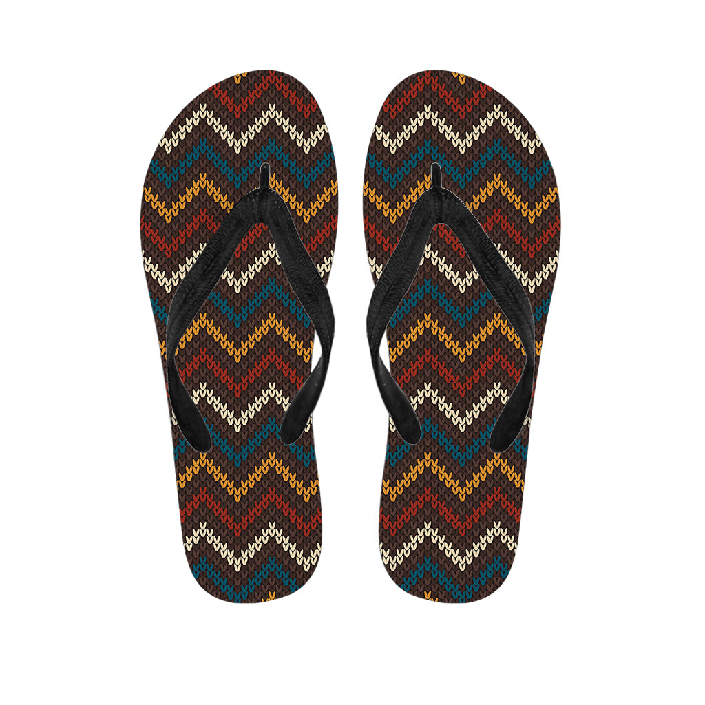 Vintage Chevron Knitted Pattern Print Flip Flops