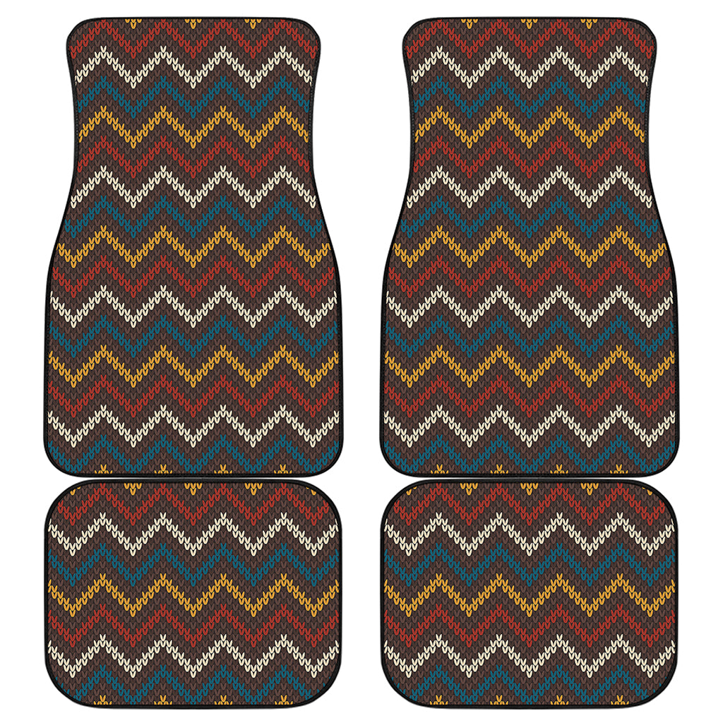 Vintage Chevron Knitted Pattern Print Front and Back Car Floor Mats