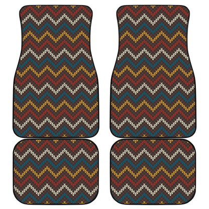 Vintage Chevron Knitted Pattern Print Front and Back Car Floor Mats