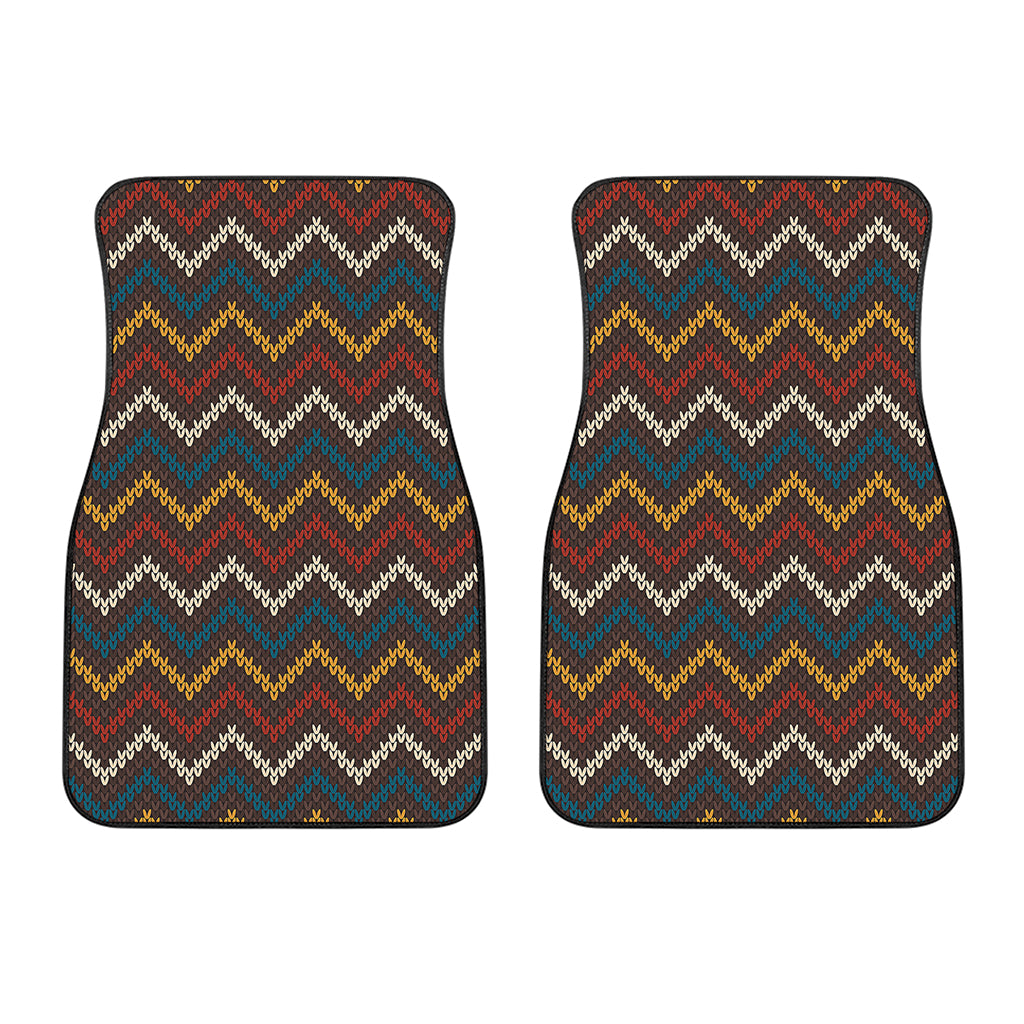 Vintage Chevron Knitted Pattern Print Front Car Floor Mats