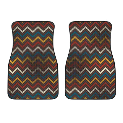 Vintage Chevron Knitted Pattern Print Front Car Floor Mats