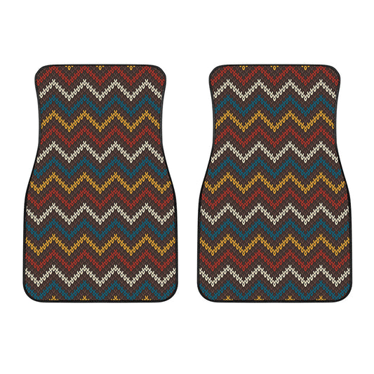 Vintage Chevron Knitted Pattern Print Front Car Floor Mats