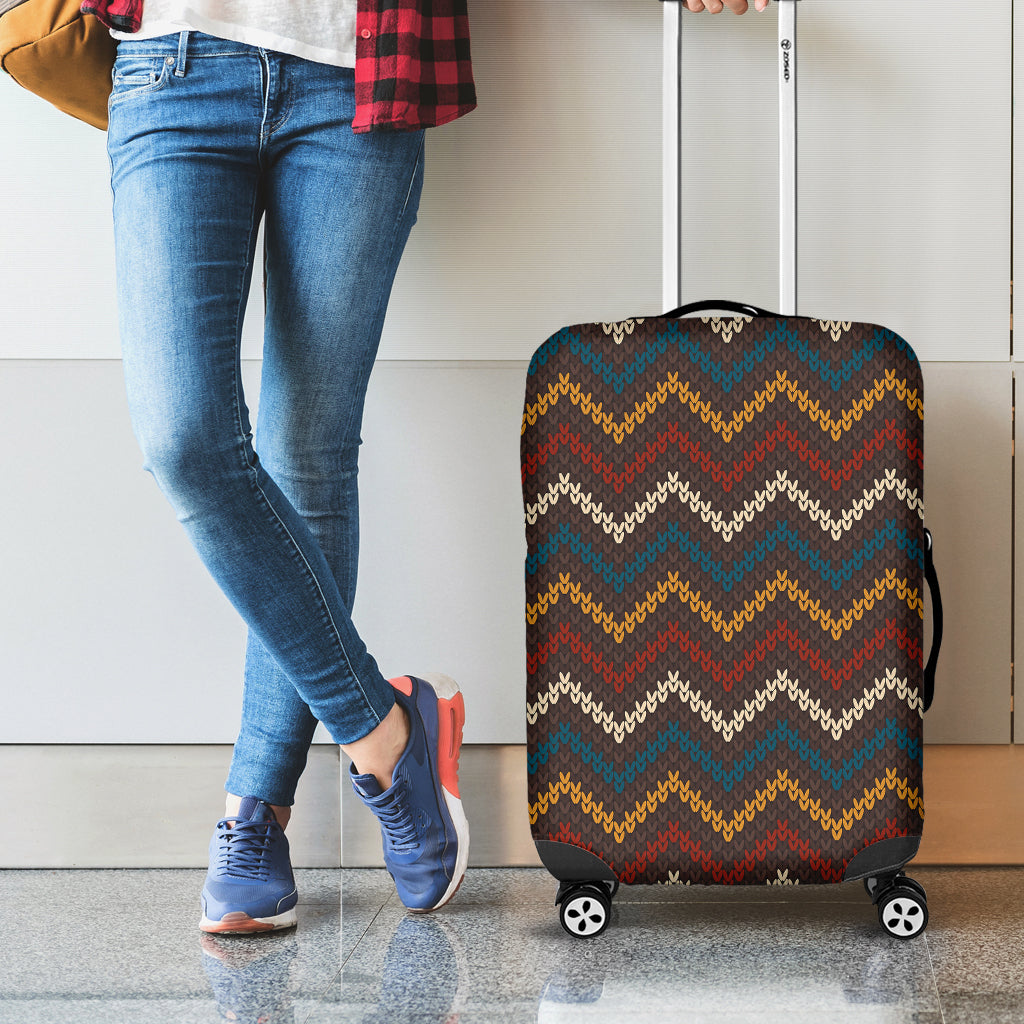 Vintage Chevron Knitted Pattern Print Luggage Cover