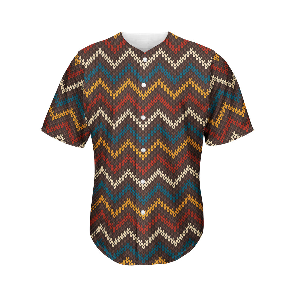 Vintage Chevron Knitted Pattern Print Men's Baseball Jersey