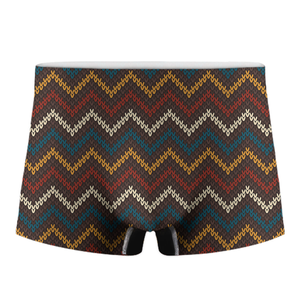 Vintage Chevron Knitted Pattern Print Men's Boxer Briefs