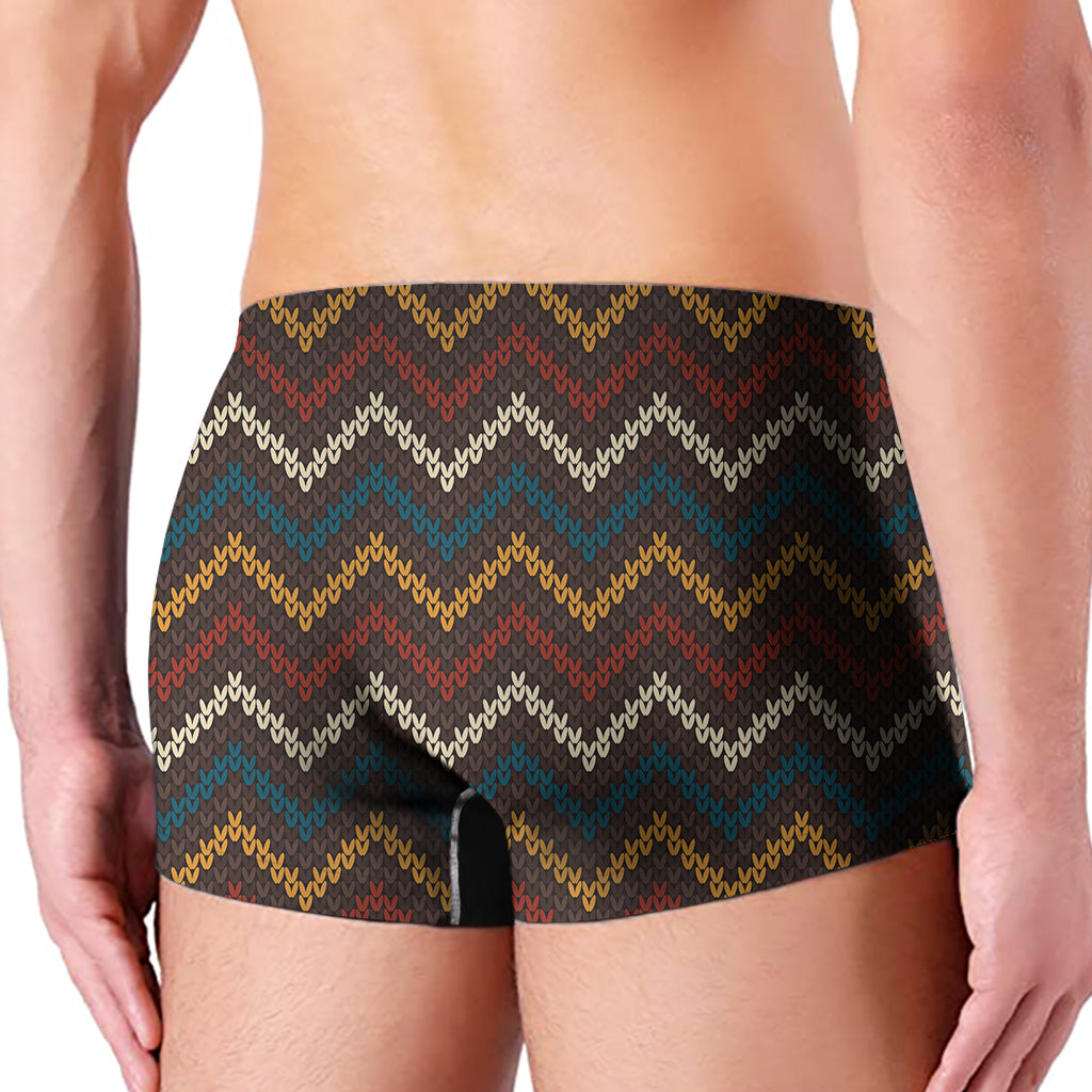 Vintage Chevron Knitted Pattern Print Men's Boxer Briefs