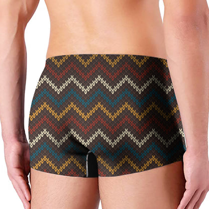 Vintage Chevron Knitted Pattern Print Men's Boxer Briefs