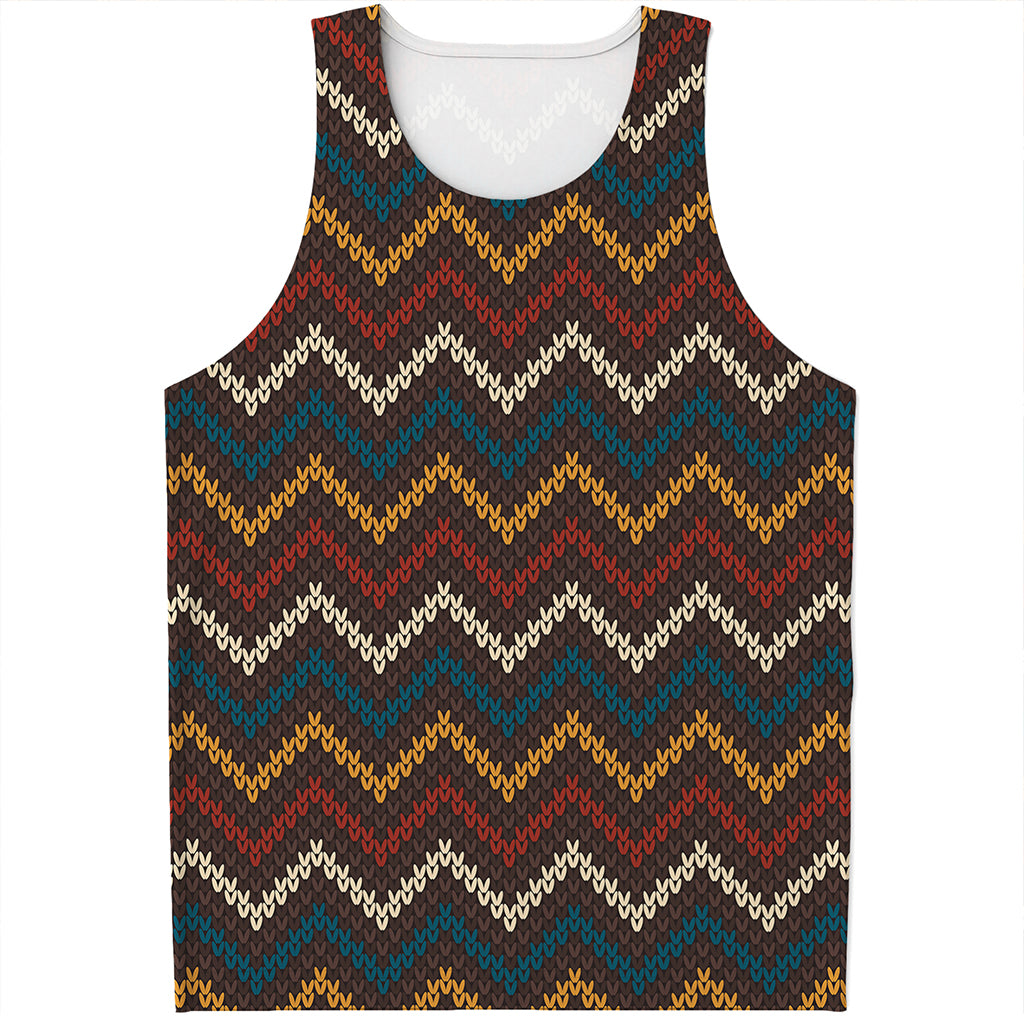 Vintage Chevron Knitted Pattern Print Men's Tank Top