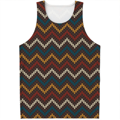 Vintage Chevron Knitted Pattern Print Men's Tank Top