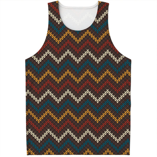Vintage Chevron Knitted Pattern Print Men's Tank Top