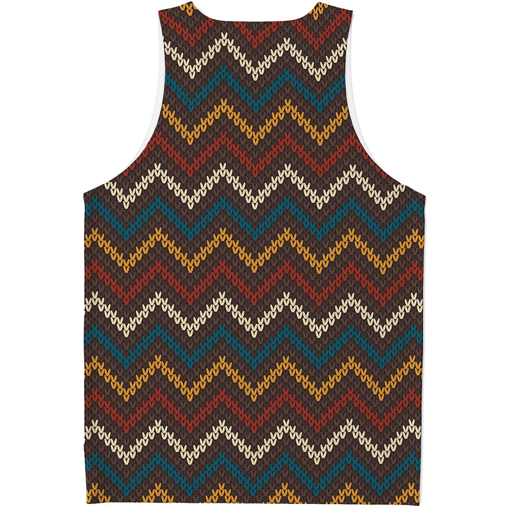 Vintage Chevron Knitted Pattern Print Men's Tank Top