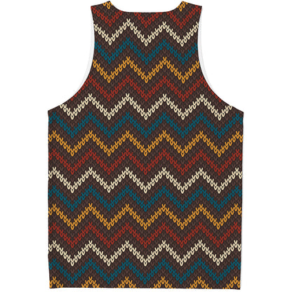 Vintage Chevron Knitted Pattern Print Men's Tank Top