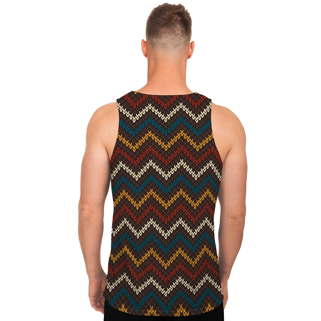 Vintage Chevron Knitted Pattern Print Men's Tank Top