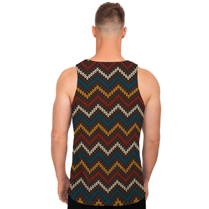Vintage Chevron Knitted Pattern Print Men's Tank Top