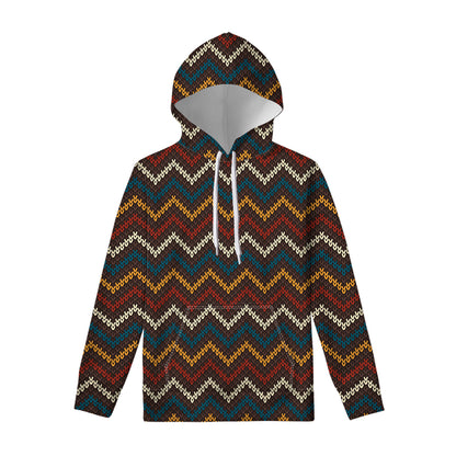 Vintage Chevron Knitted Pattern Print Pullover Hoodie