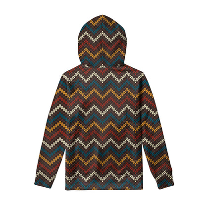 Vintage Chevron Knitted Pattern Print Pullover Hoodie