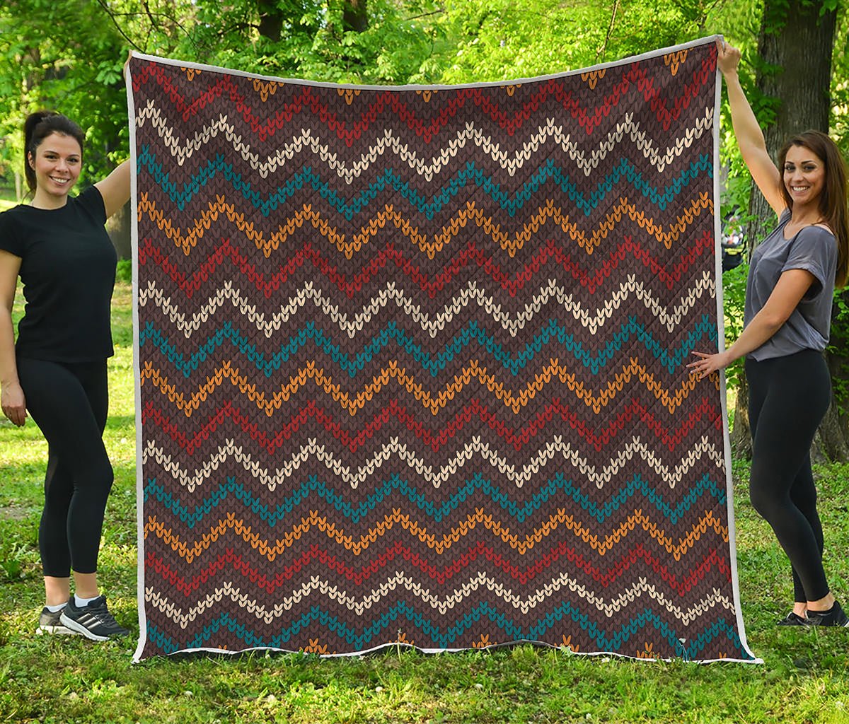 Vintage Chevron Knitted Pattern Print Quilt