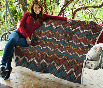 Vintage Chevron Knitted Pattern Print Quilt