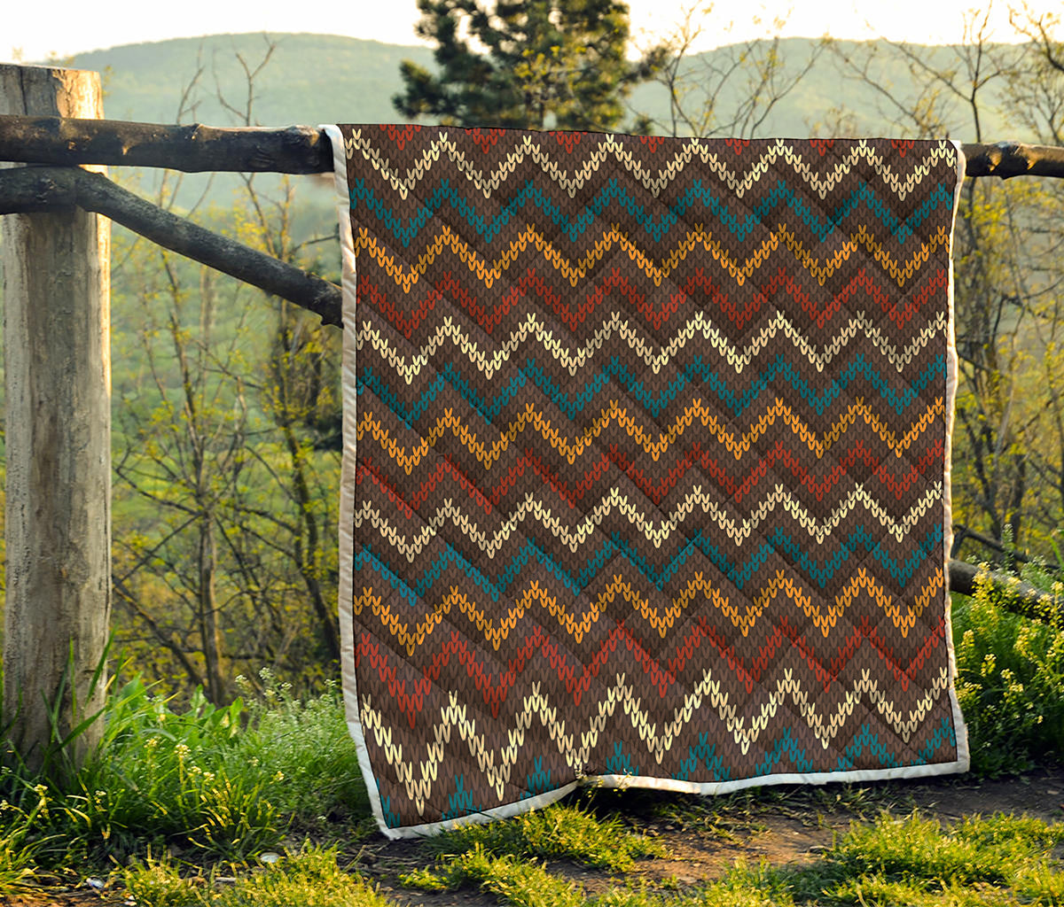 Vintage Chevron Knitted Pattern Print Quilt