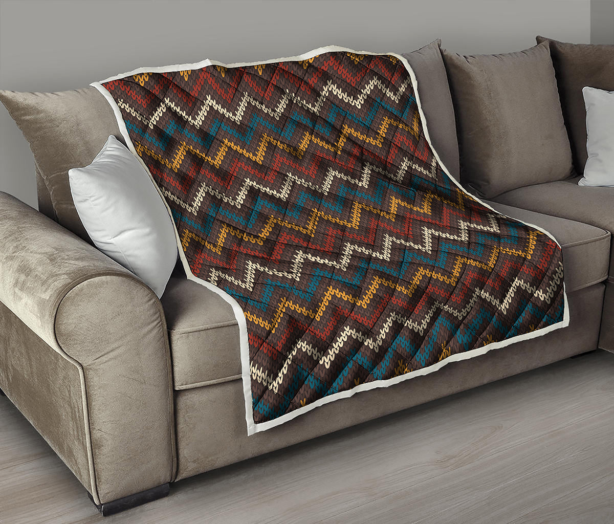 Vintage Chevron Knitted Pattern Print Quilt