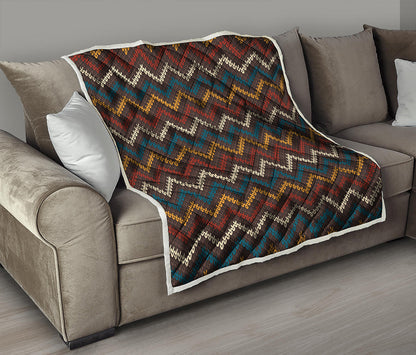 Vintage Chevron Knitted Pattern Print Quilt
