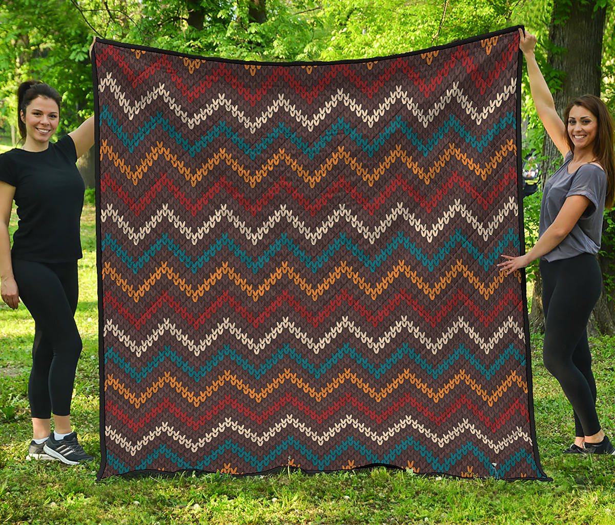 Vintage Chevron Knitted Pattern Print Quilt