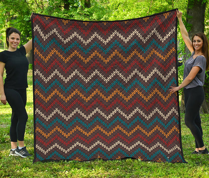Vintage Chevron Knitted Pattern Print Quilt