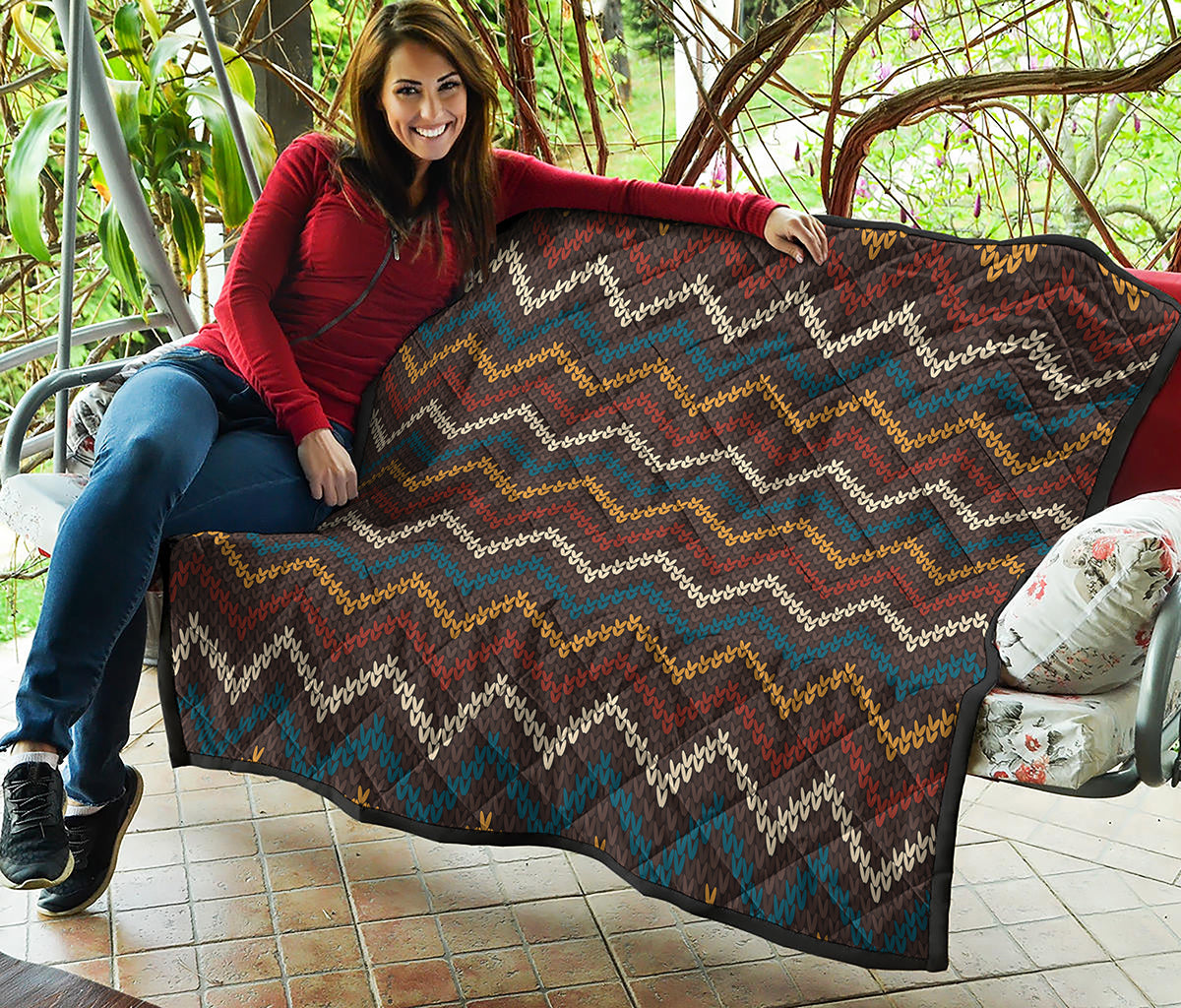 Vintage Chevron Knitted Pattern Print Quilt