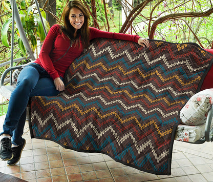 Vintage Chevron Knitted Pattern Print Quilt