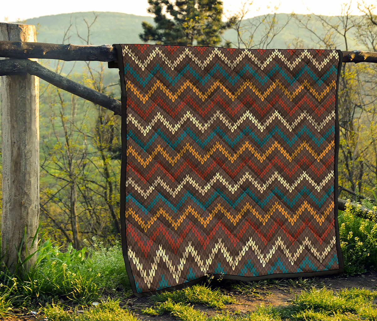 Vintage Chevron Knitted Pattern Print Quilt