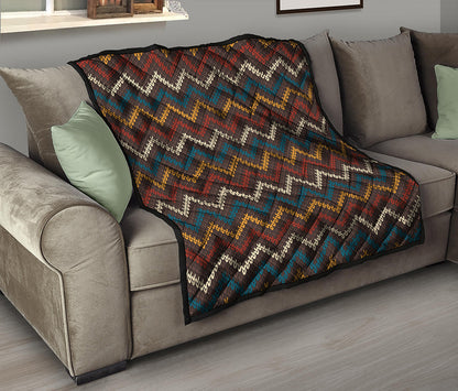 Vintage Chevron Knitted Pattern Print Quilt