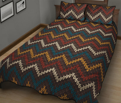 Vintage Chevron Knitted Pattern Print Quilt Bed Set