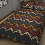 Vintage Chevron Knitted Pattern Print Quilt Bed Set