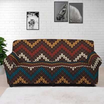 Vintage Chevron Knitted Pattern Print Sofa Cover