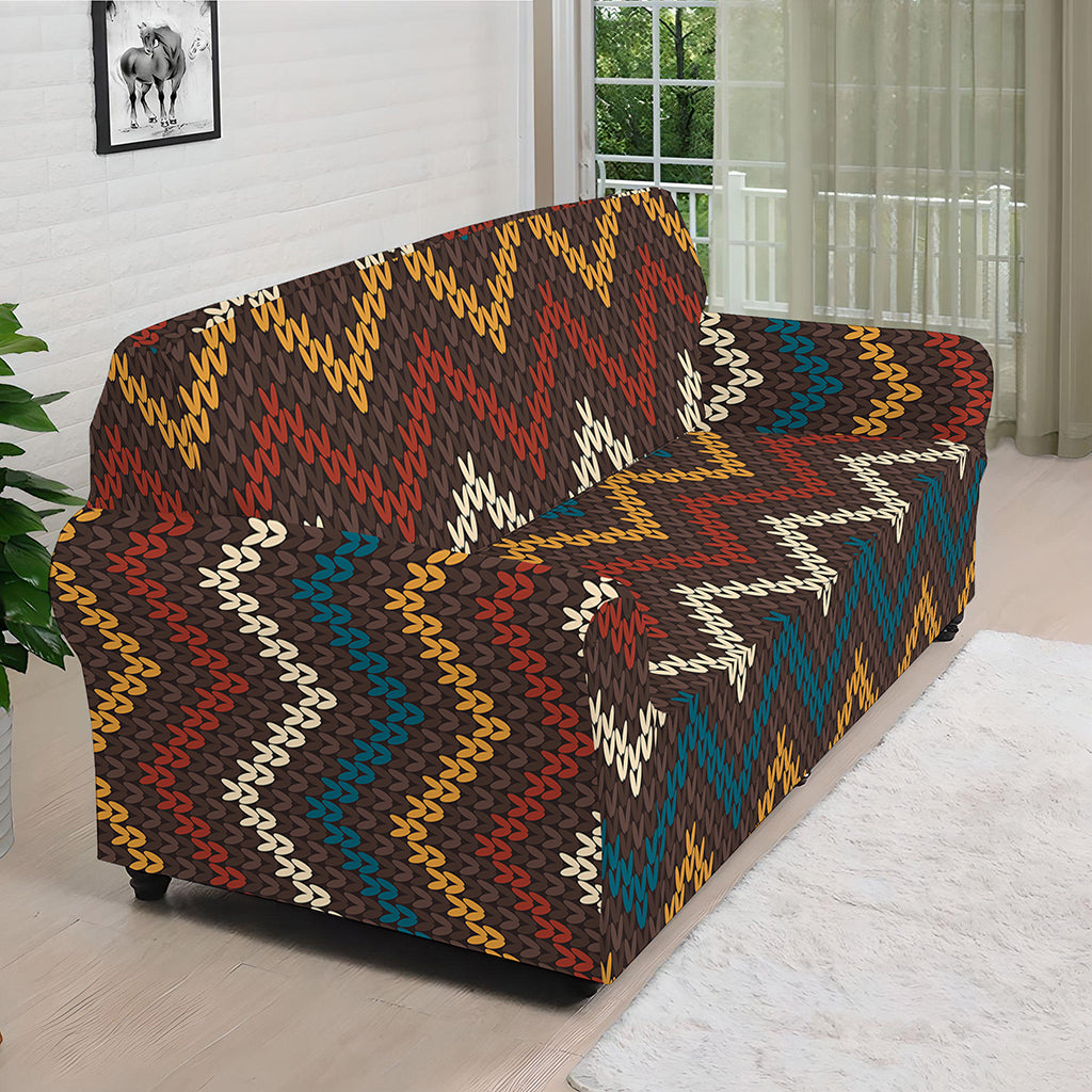 Vintage Chevron Knitted Pattern Print Sofa Cover