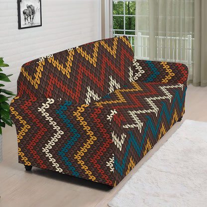Vintage Chevron Knitted Pattern Print Sofa Cover