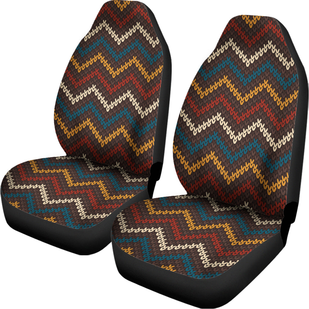 Vintage Chevron Knitted Pattern Print Universal Fit Car Seat Covers