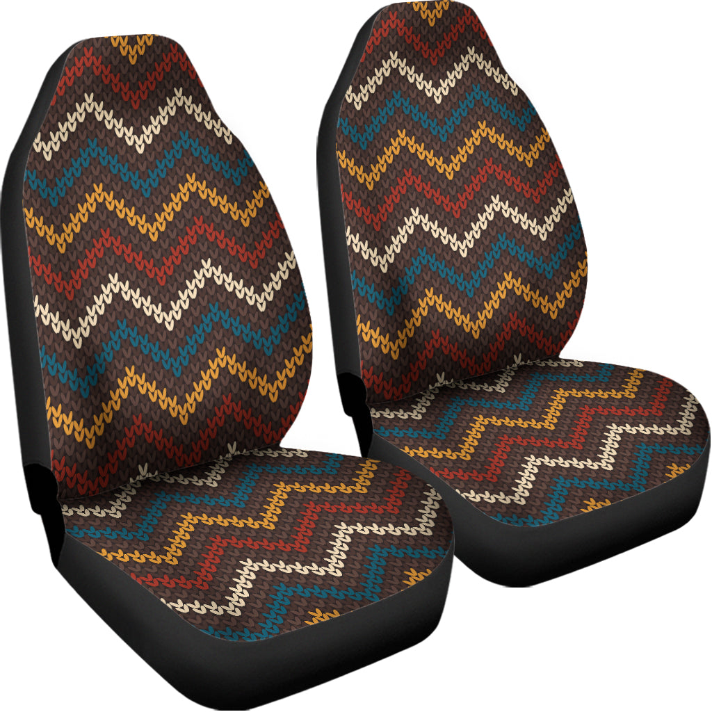 Vintage Chevron Knitted Pattern Print Universal Fit Car Seat Covers