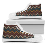 Vintage Chevron Knitted Pattern Print White High Top Shoes
