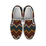 Vintage Chevron Knitted Pattern Print White Slip On Shoes