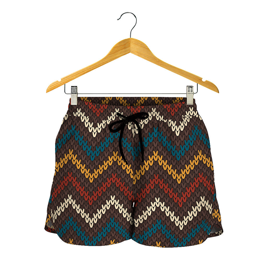 Vintage Chevron Knitted Pattern Print Women's Shorts