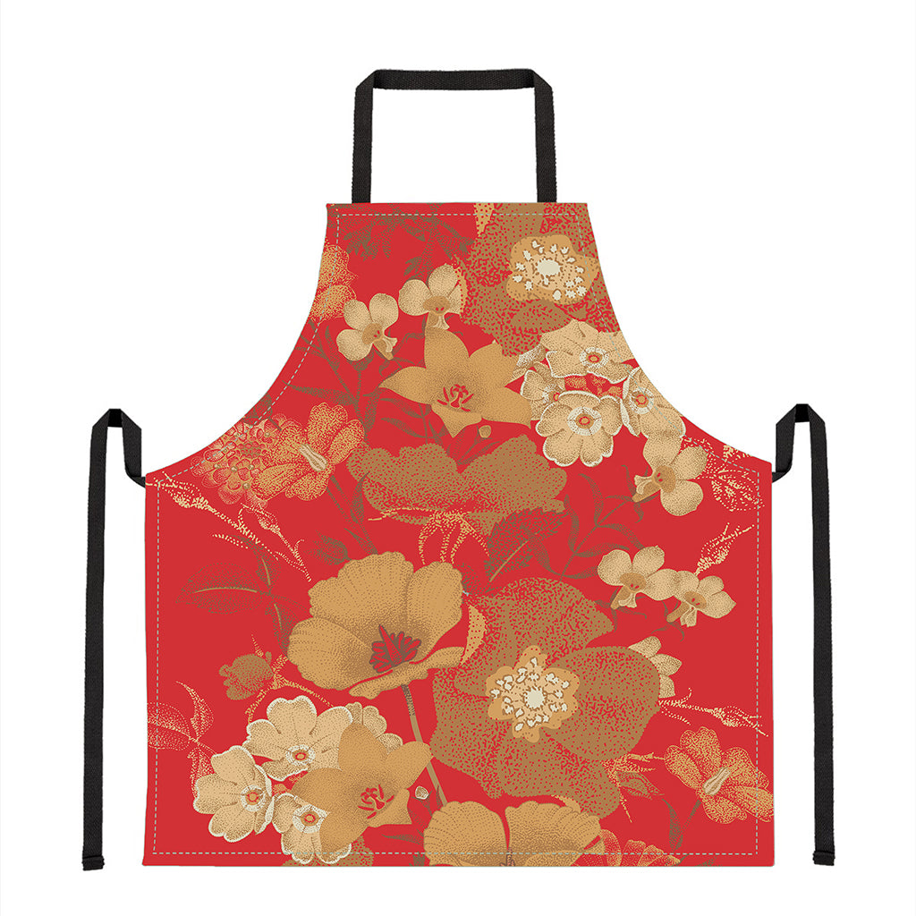 Vintage Chinese Flower Print Apron