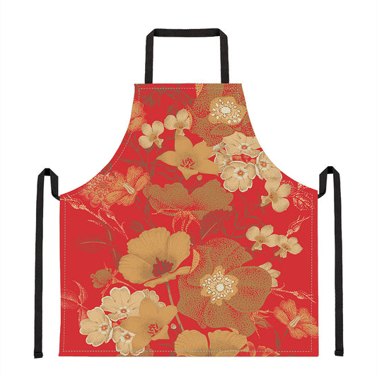 Vintage Chinese Flower Print Apron