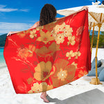 Vintage Chinese Flower Print Beach Sarong Wrap