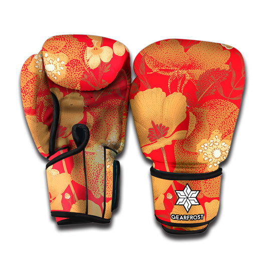 Vintage Chinese Flower Print Boxing Gloves