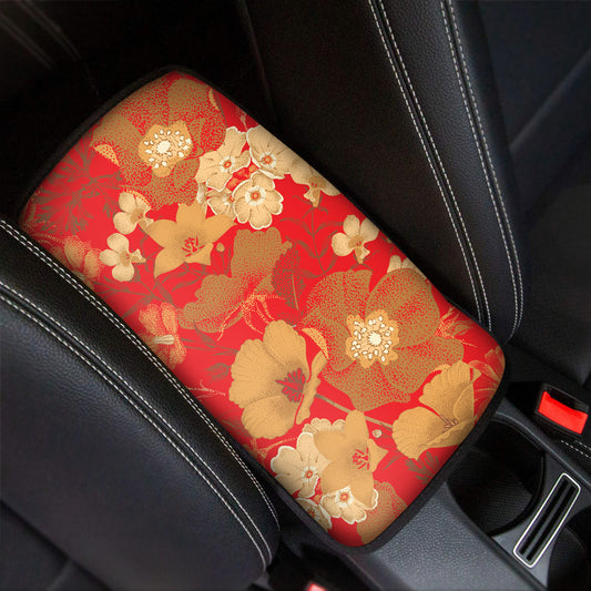 Vintage Chinese Flower Print Car Center Console Cover